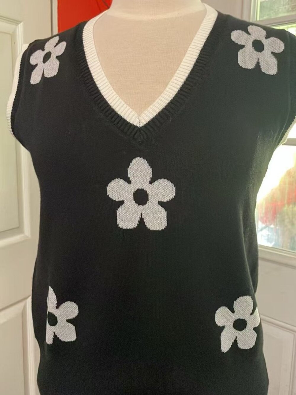 Vest Women Fall Clothes Casual V Neck Cap Sleeve Knit Sweaters